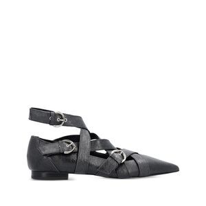 PINKO Women's Pointed Toe Buckle Strap Ballet Flats Women BLACK Sandals